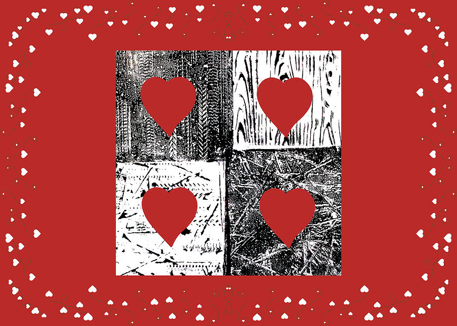 Red Valentine Textures Mixed Media by Nancy Merkle