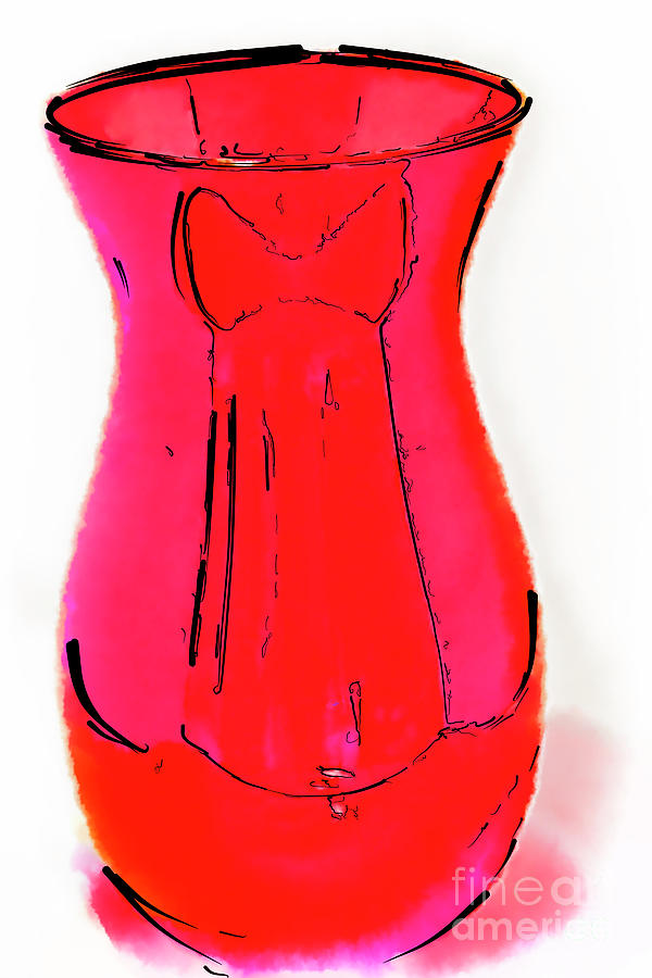Red Vase Watercolor Digital Art by Kirt Tisdale