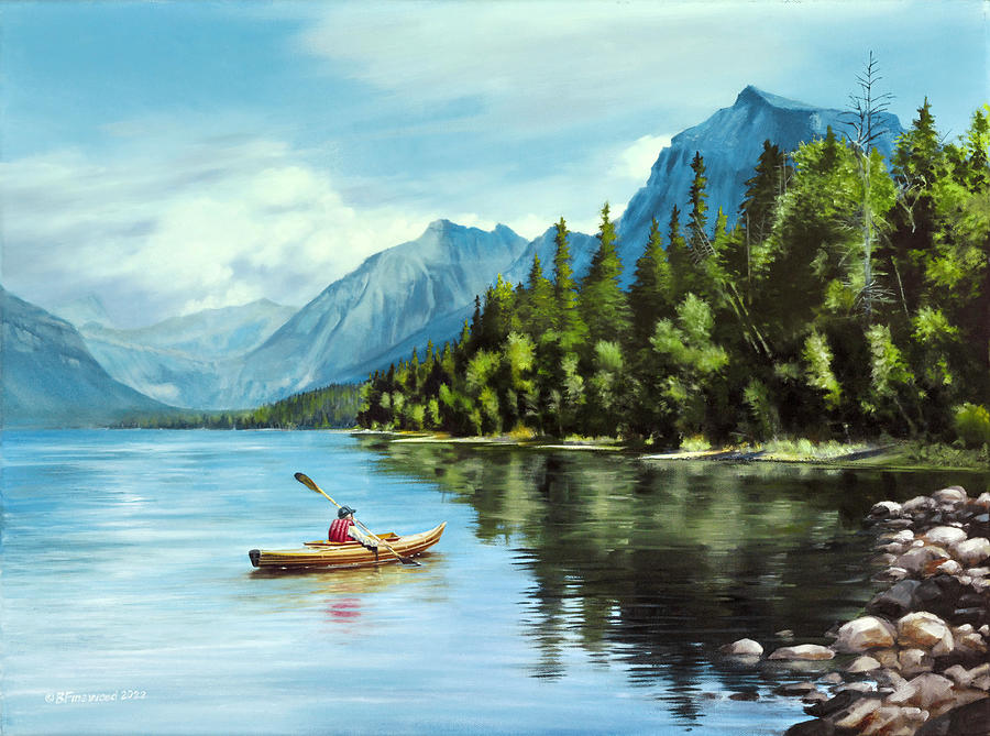 Glacier National Park Painting - Red Vest on Lake McDonald by Bill Finewood