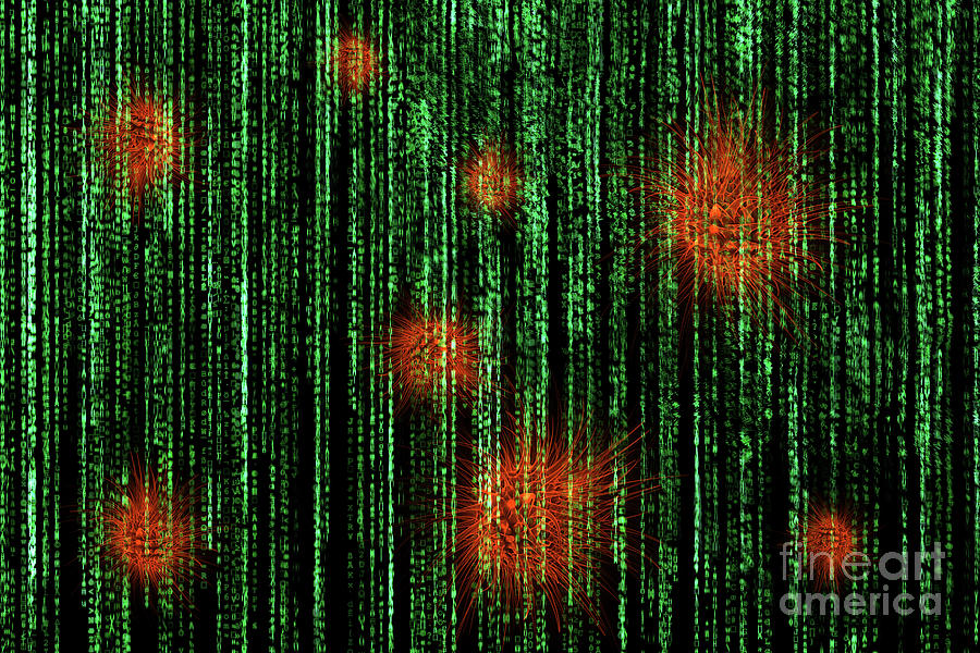 Red Virus Matrix background Photograph by Benny Marty