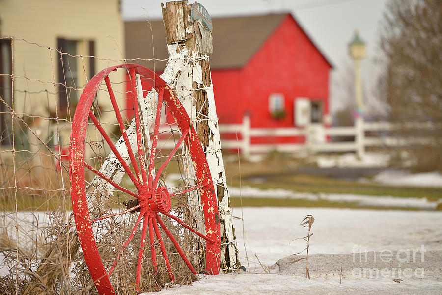 Farm Photograph - Red Wagon Wheel by Joshua McCullough