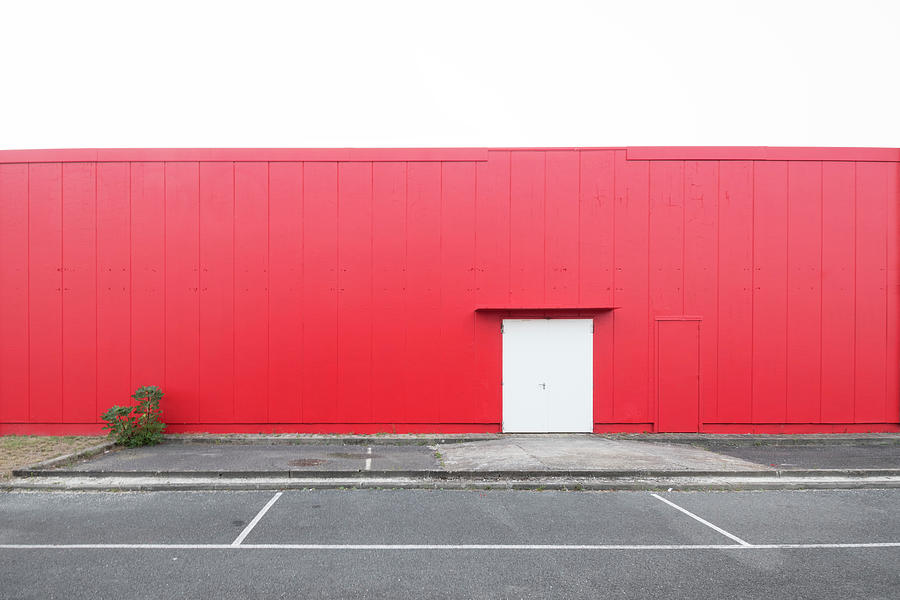 Red Wall and White Door Photograph by Stuart Allen