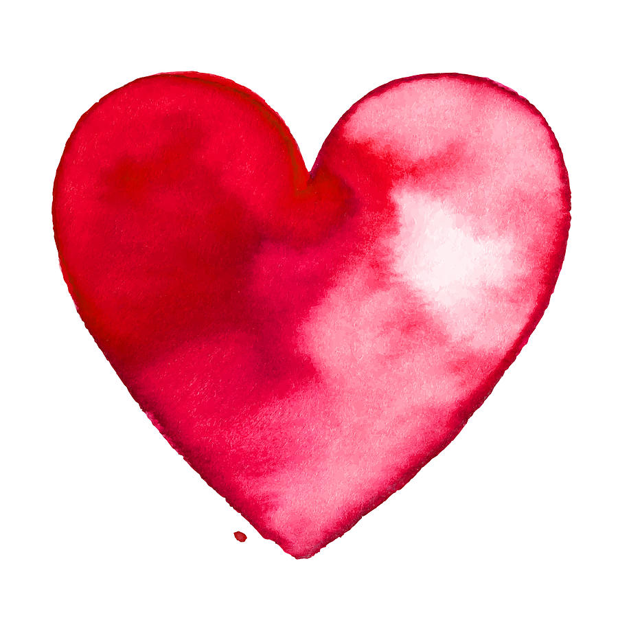 Red watercolor painted heart Drawing by Dimitris66