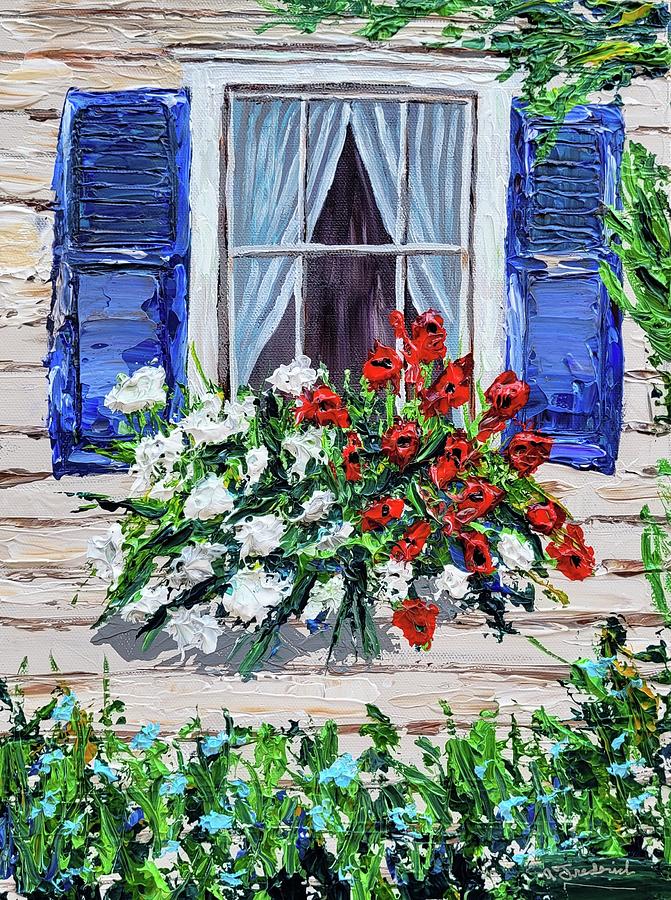 Red, White and Blooms Painting by Ann Frederick