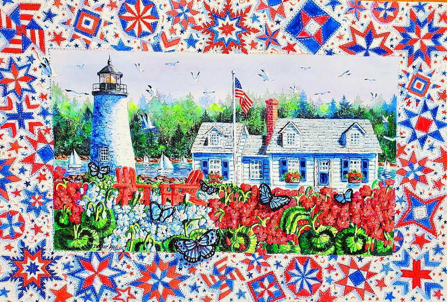 Red, White and Blue Painting by Diane Phalen