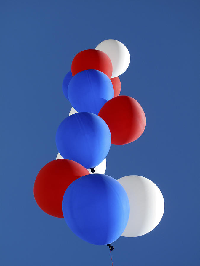 Red, white and blue helium balloons Photograph by Thomas J Peterson