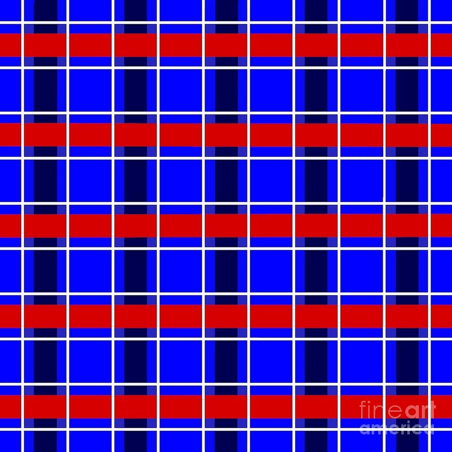 Red, White, and Blue Plaid Digital Art by Colleen Cornelius