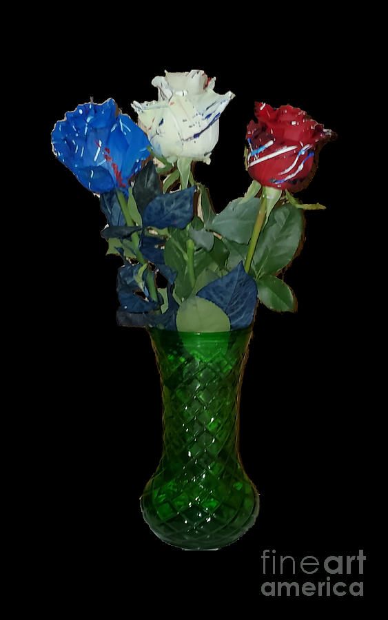 Red White And Blue Roses Photograph