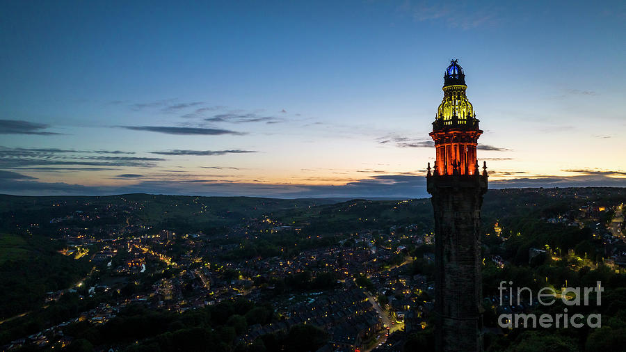 Red, White and Blue Wainhouse Tower sunset Photograph by Philip Fearnley