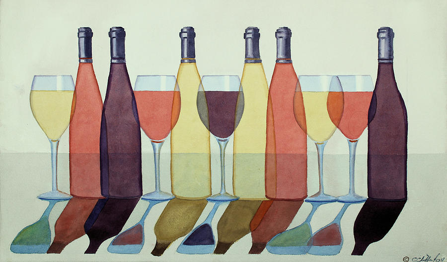 Wine Painting - Red, White and Rose by Cory Clifford Wine Painting - Red, White and Rose by Cory Clifford