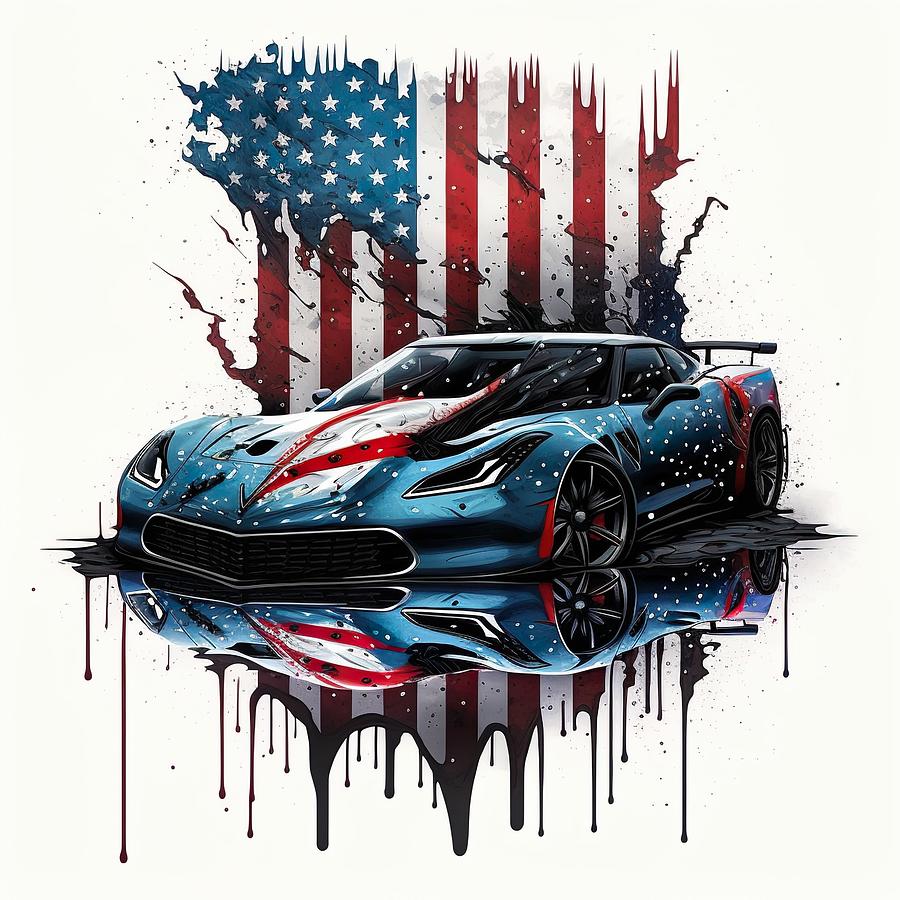 Abstract Digital Art - Red White and Vroom by iTCHY