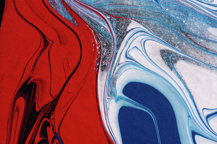 Red White Blue Acrylic Fluid Art Abstract Creative Trend Background Painting By Anna