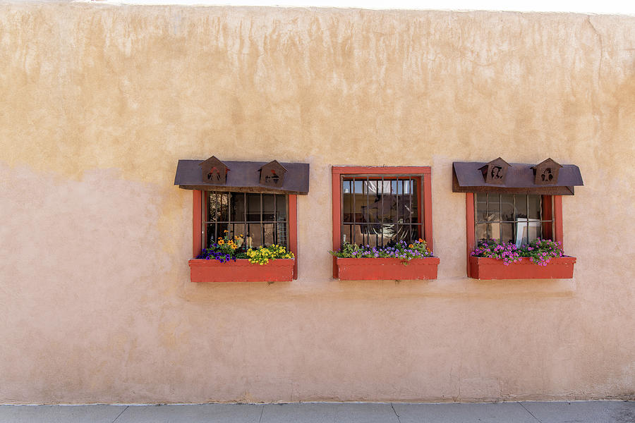Red Windows on Adobe in Taos  Photograph by John McGraw