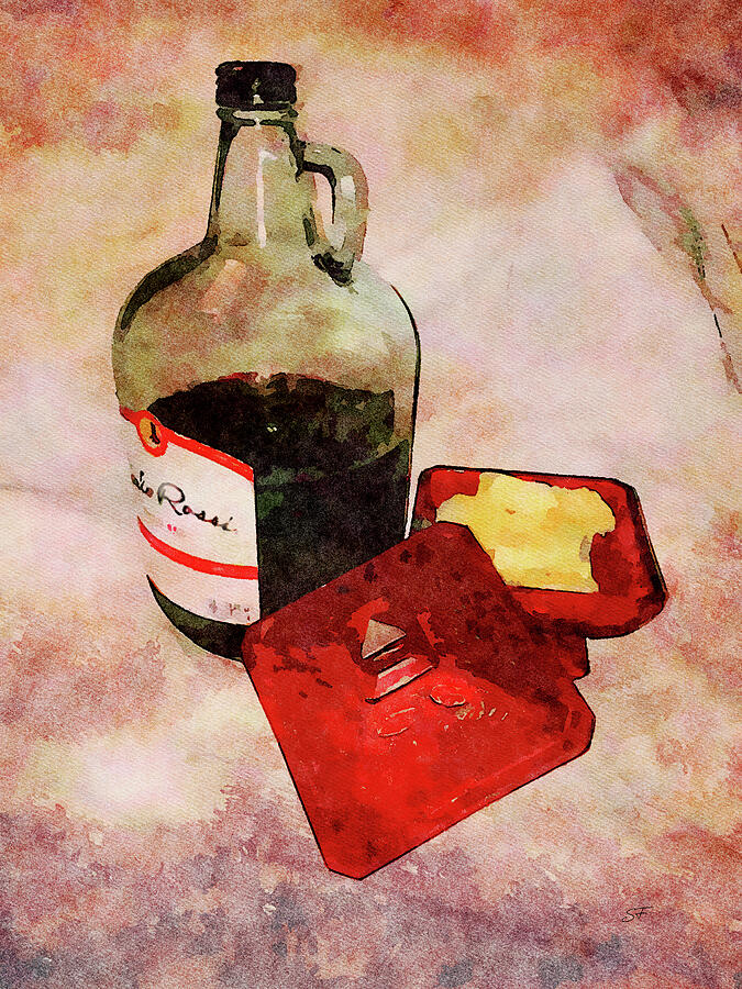 Red Wine and White Fudge Watercolor Digital Art by Shelli Fitzpatrick