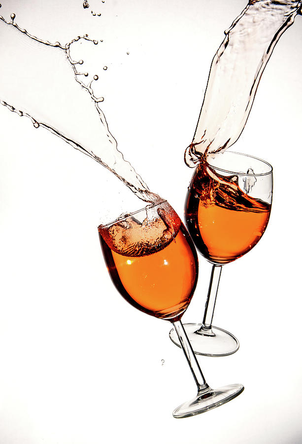 Red Wine In Glasses With Splashes On A White Background Isolated Photograph