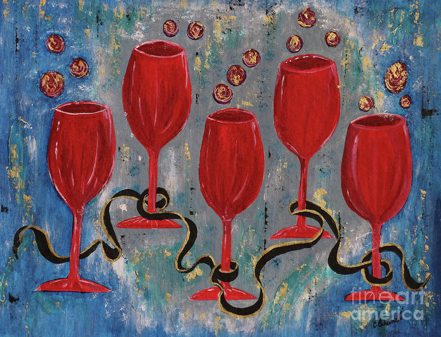 Red Wine Together  Painting by Cathy Beharriell