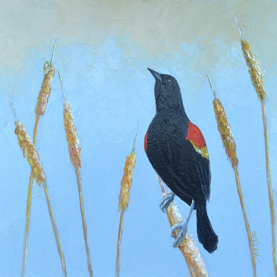 Red-winged Blackbird Painting by Jan Matson