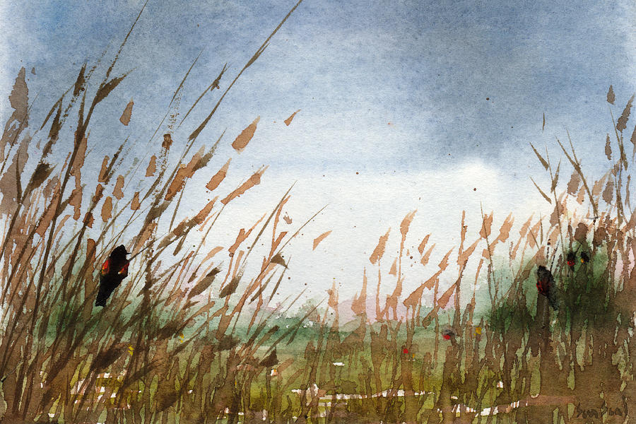 Red Winged Blackbirds Painting by Sean Seal