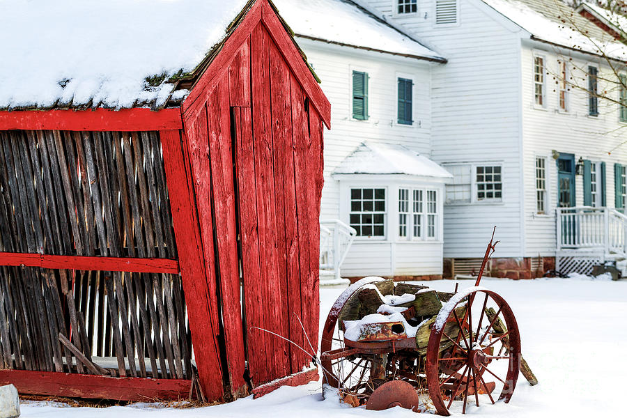 Red Winter Barn at East Jersey Olde Towne Photograph by John Rizzuto
