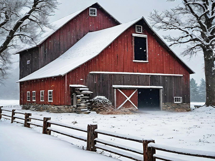 Red Winter Barn Pocono Mountains Pennsylvania Photograph by David Dehner