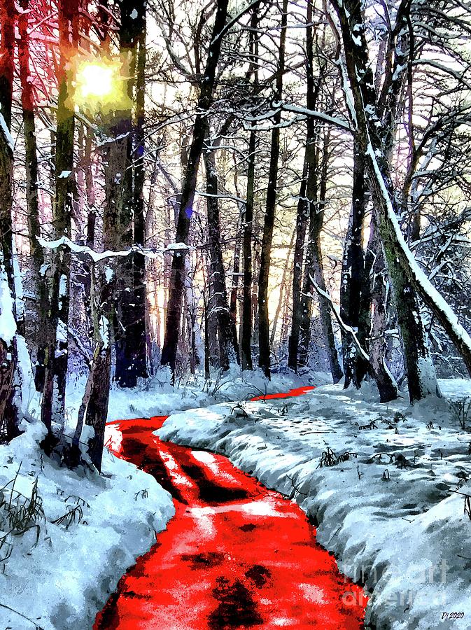 Red Winter Stream Mixed Media by Daniel Janda - Fine Art America