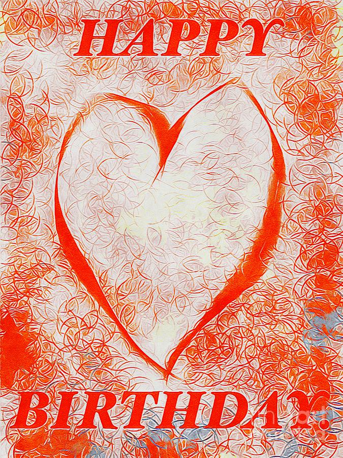 Red with a Red Love Heart Birthday Card Digital Art by Douglas Brown ...