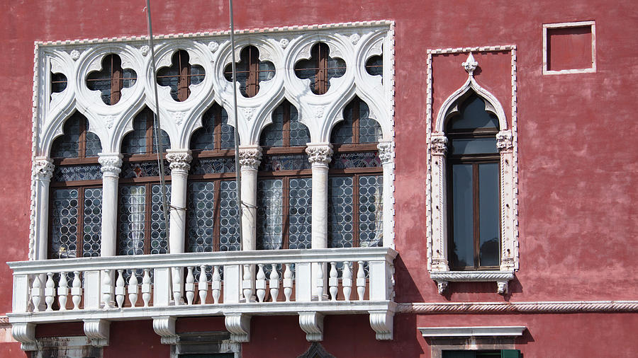 Red with white shutters Venice Italy  Photograph by John McGraw