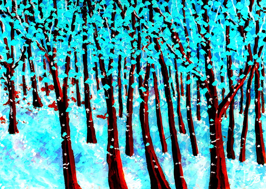 Blue Leaves Digital Art - Red Woods. Altered image 2 by Paul Best