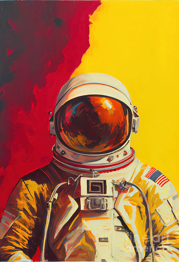 Space Painting - Red Yellow Portrait  by N Akkash