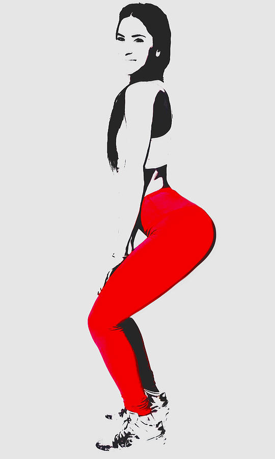 Red Yoga Pants Mixed Media B