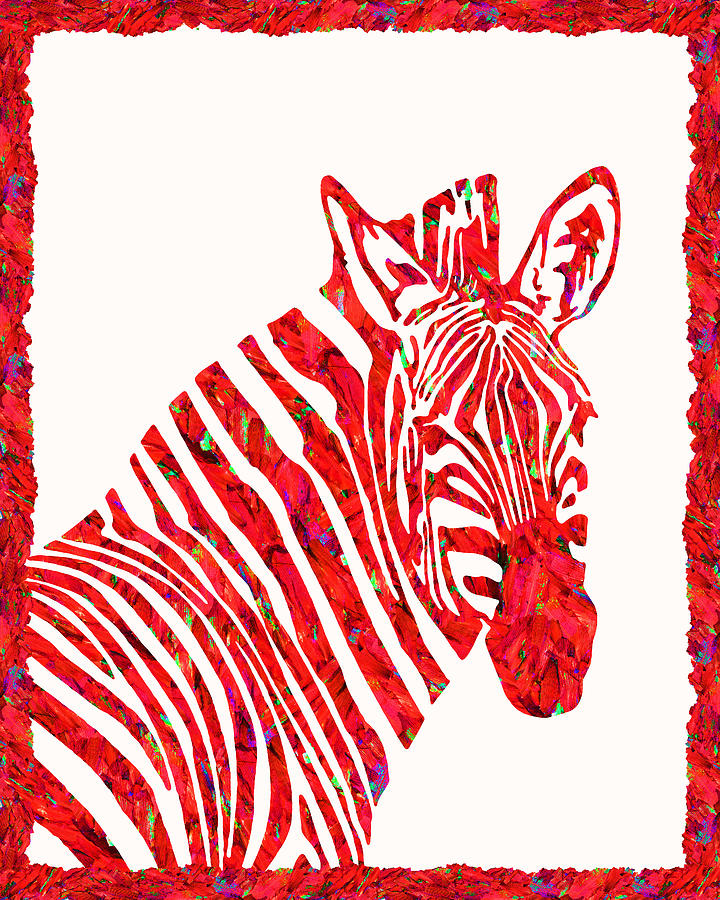 Red Zebra, Animal Wall Art Mixed Media by Ziggy Print - Fine Art America