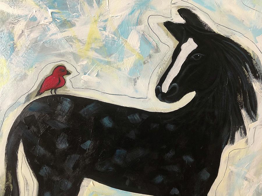 Redbird close up Painting by Lance Headlee