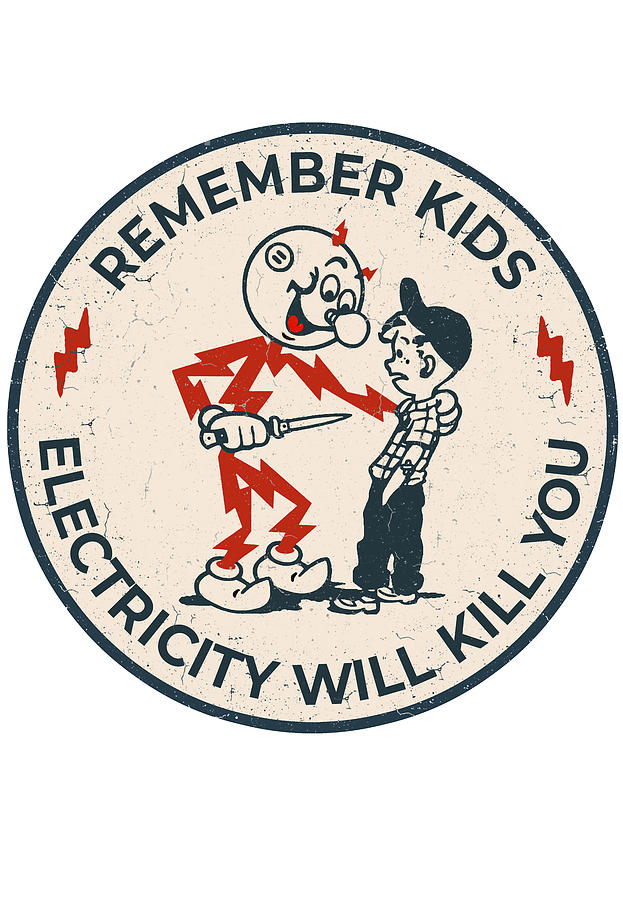 Vintage Drawing - Reddy kilowatt, remember kids electricity will kill you by The Gallery