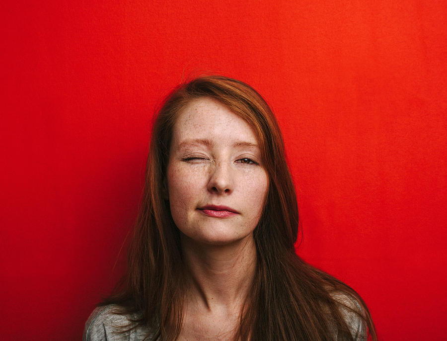 Redhead On Red 02 Photograph by Ian Ross Pettigrew