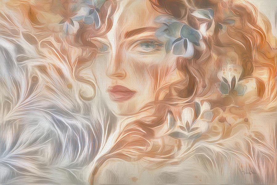 Redhead With Flowers in Her Hair Digital Art by Teresa Wilson