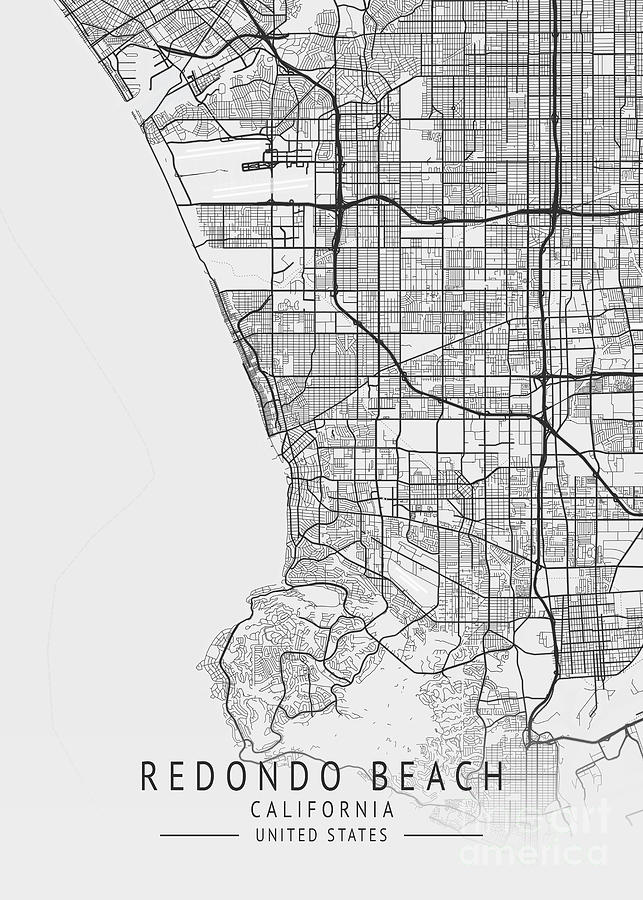 Redondo Beach California US Gray City Map Digital Art By Tien Stencil   Redondo Beach  California Us Gray City Map Tien Stencil 