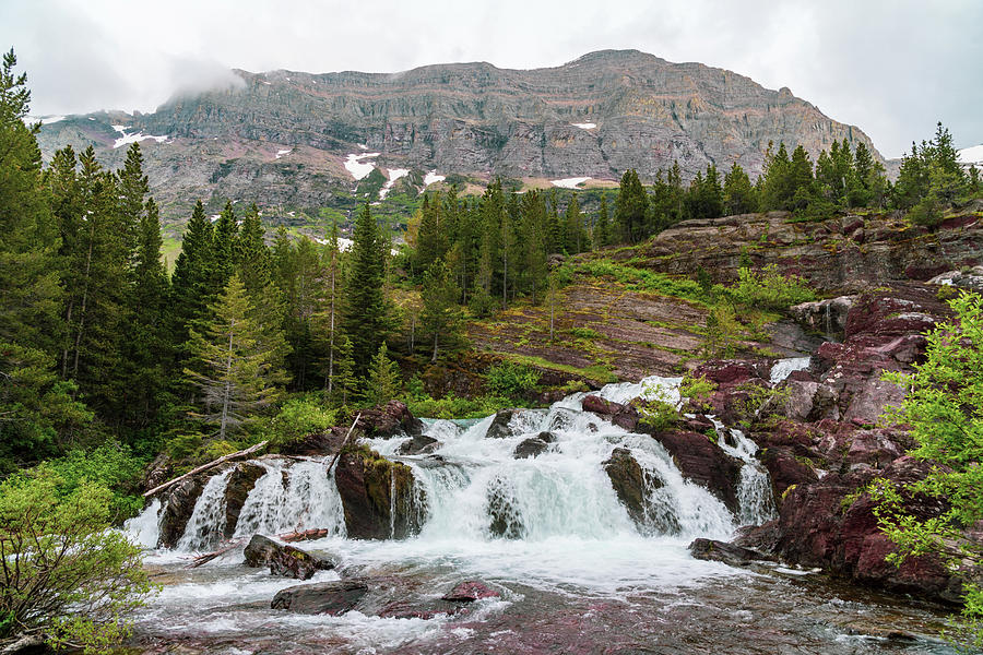 RedRock Falls waterfall in Glacier National Park along the Swift ...