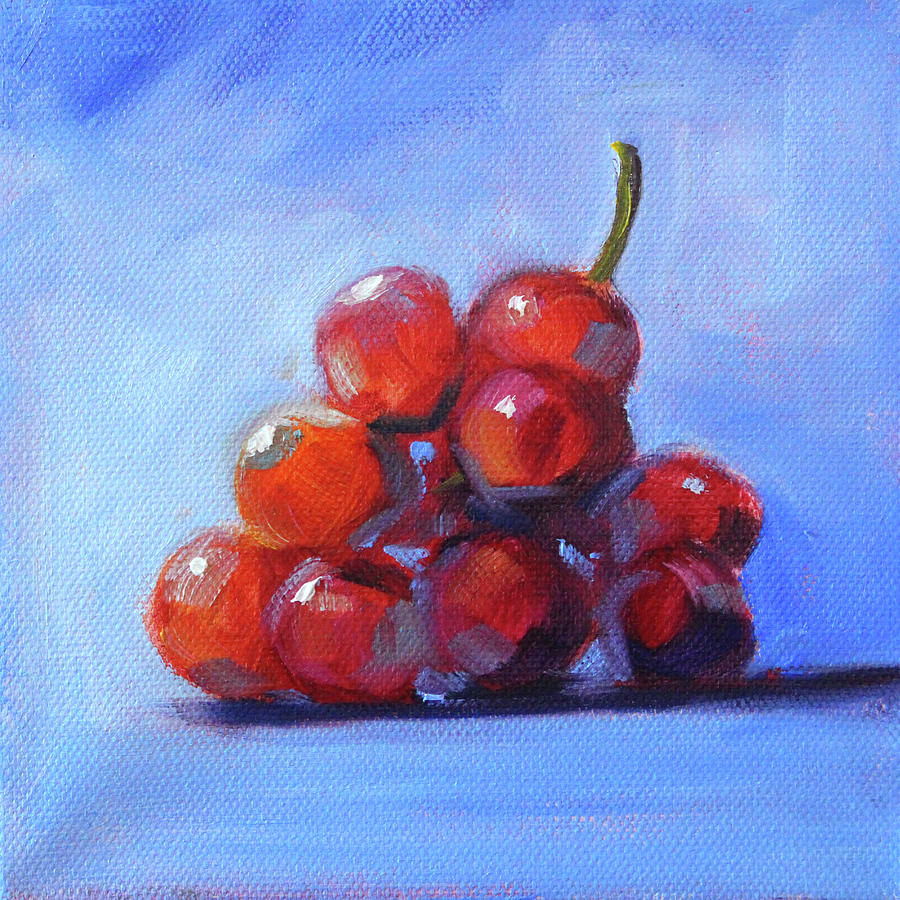 Reds on Blue Painting by Nancy Merkle