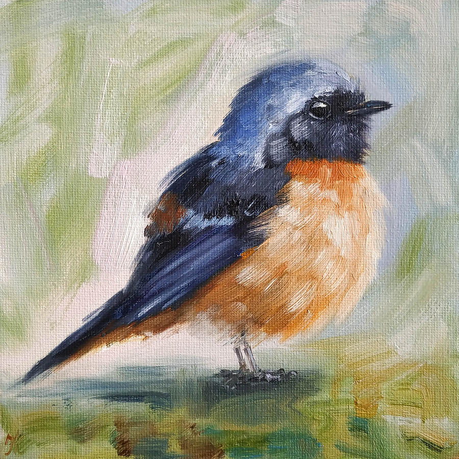 Redstart Bird Painting By Iryna Khort 