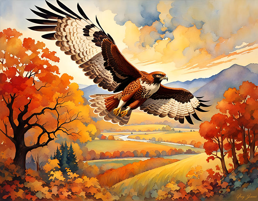 Redtail Hawk  Digital Art by Greg Joens