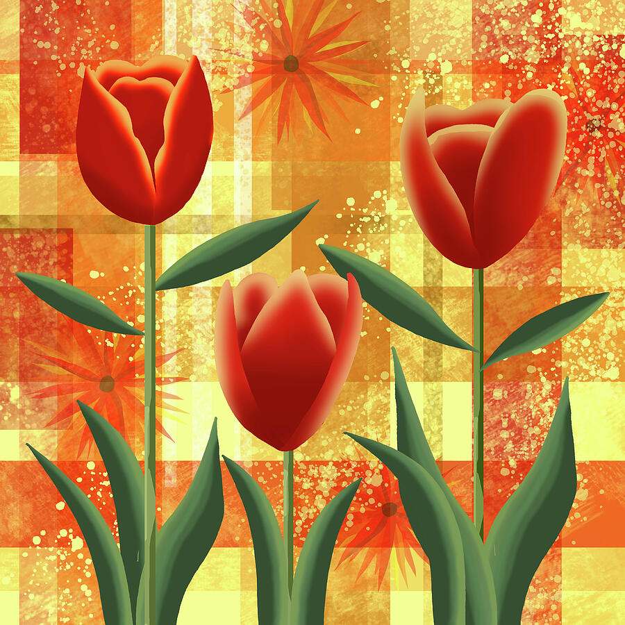 Red Tulips Mixed Media - RedTulips by Andrew Hitchen