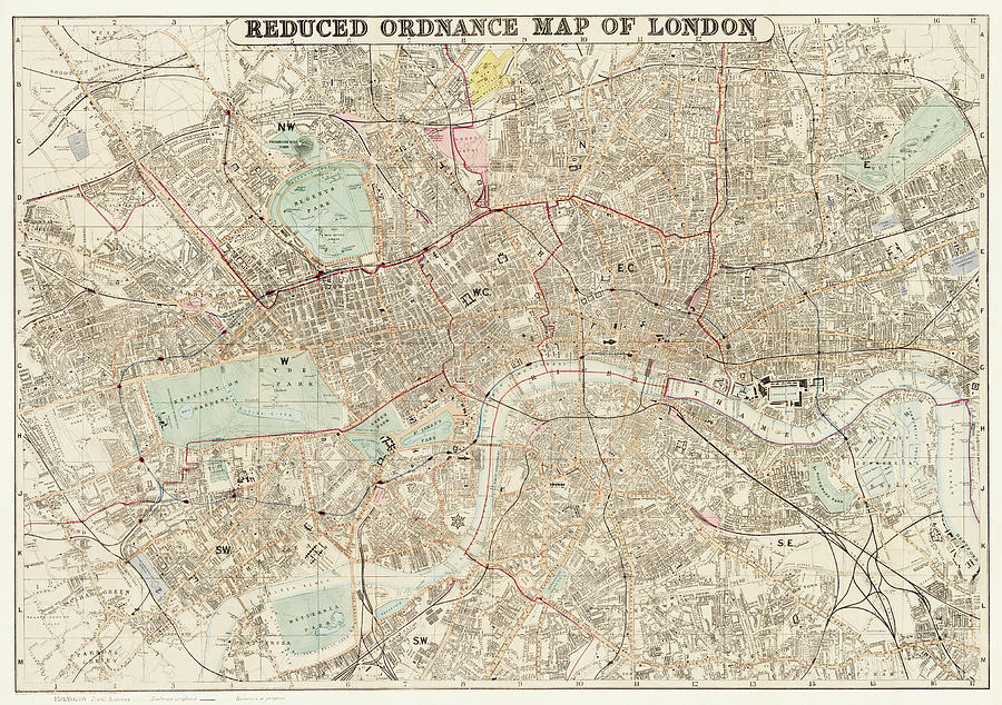 Reduced ordnance map of London 1879 Painting by J Whitbread | Pixels