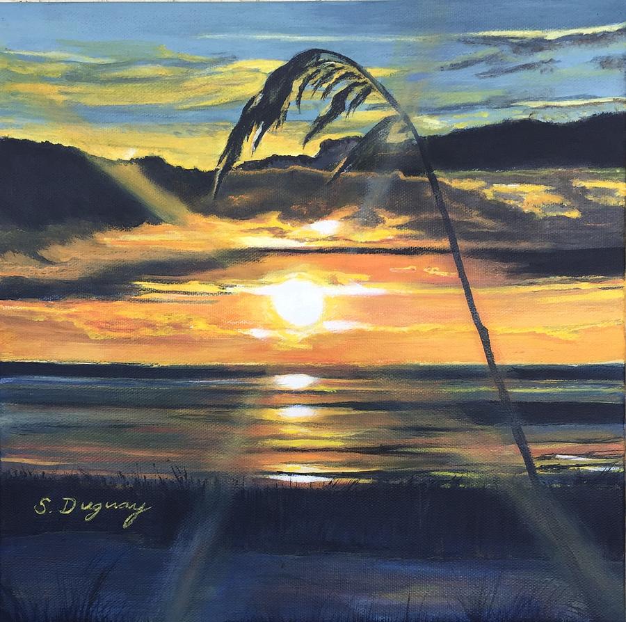 Reed Grass Sunset Painting by Sharon Duguay