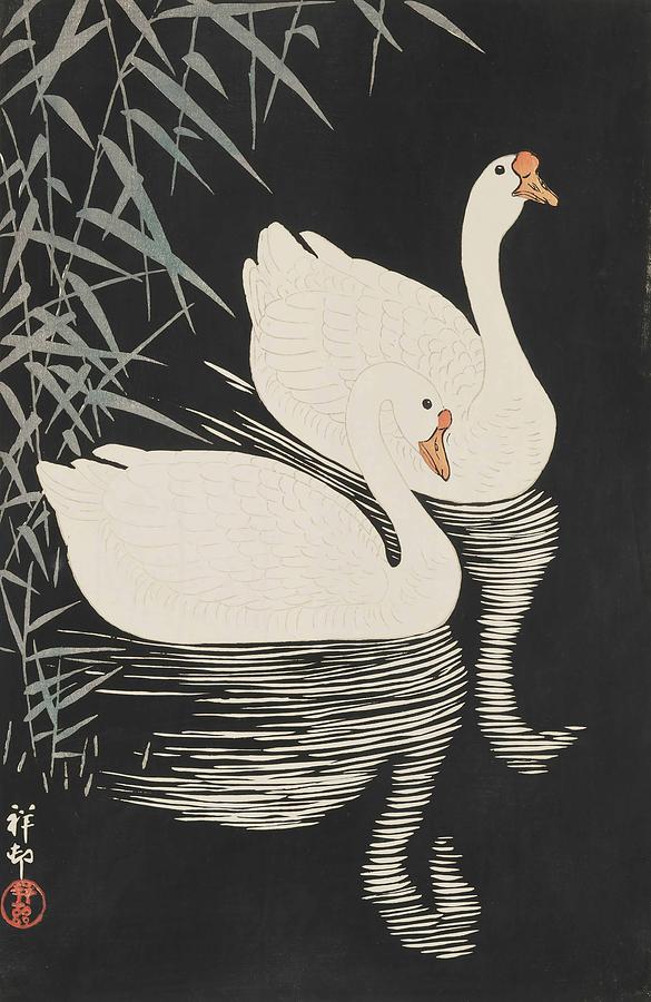 Reeds And Geese Yoshi Ni Gacho Painting By Ohara Shoson - Fine Art America