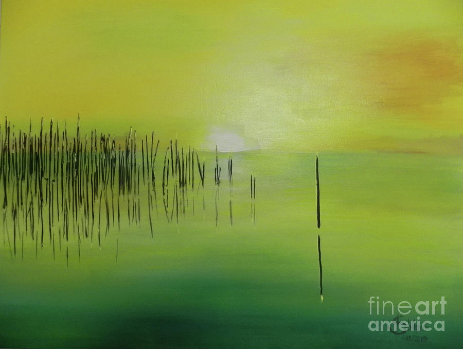 Reeds In The Morning  Painting by Jolanta Shiloni