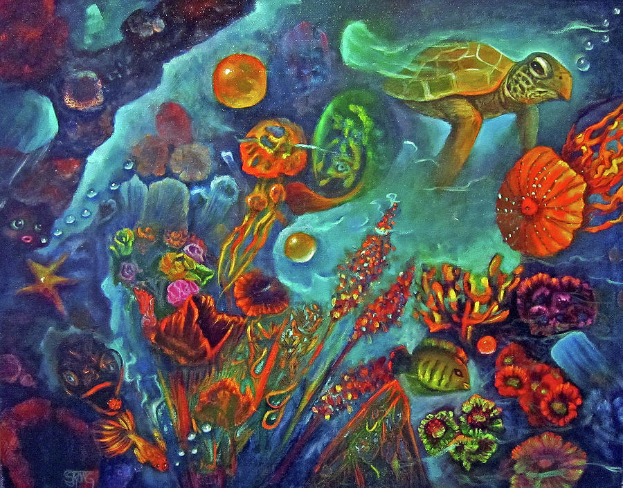 Reef Life Painting by Sherry Strong