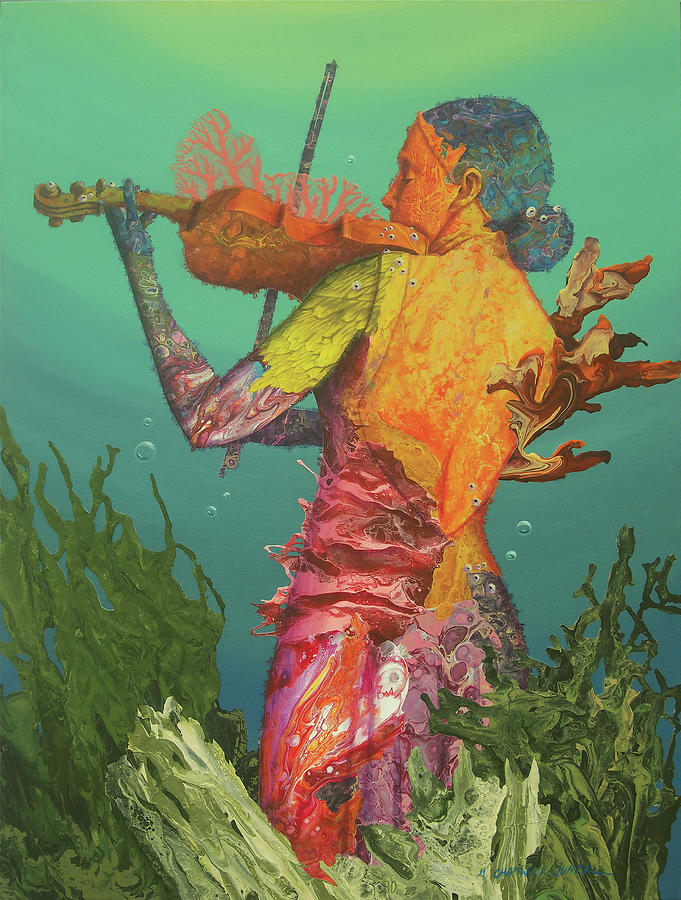 Reef Music - The Violinist II Painting by Marguerite Chadwick-Juner