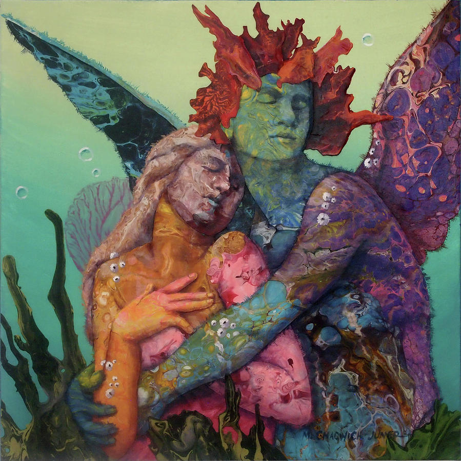 Reef Passion - Psyche and Eros Painting by Marguerite Chadwick-Juner