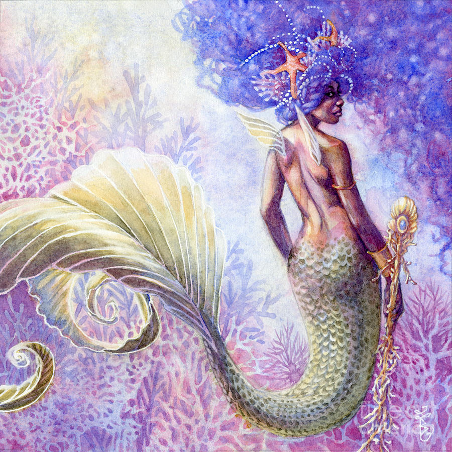 Mermaid Painting - Reef Warrior by Sara Burrier