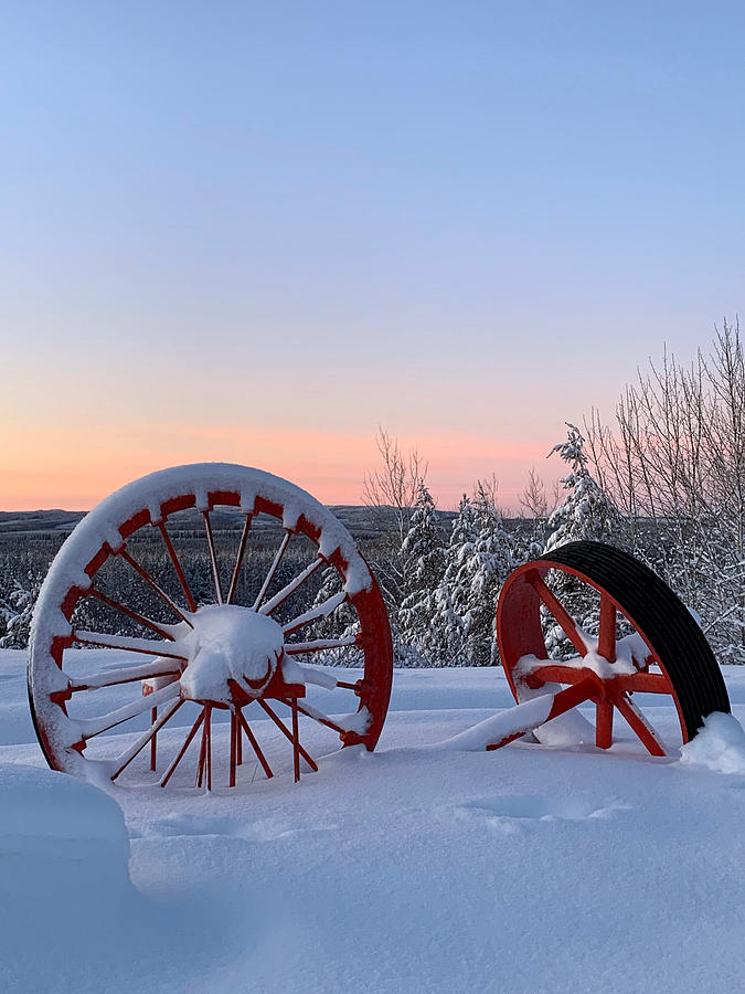 Red Wheels Winter Photograph by Judy Dimentberg